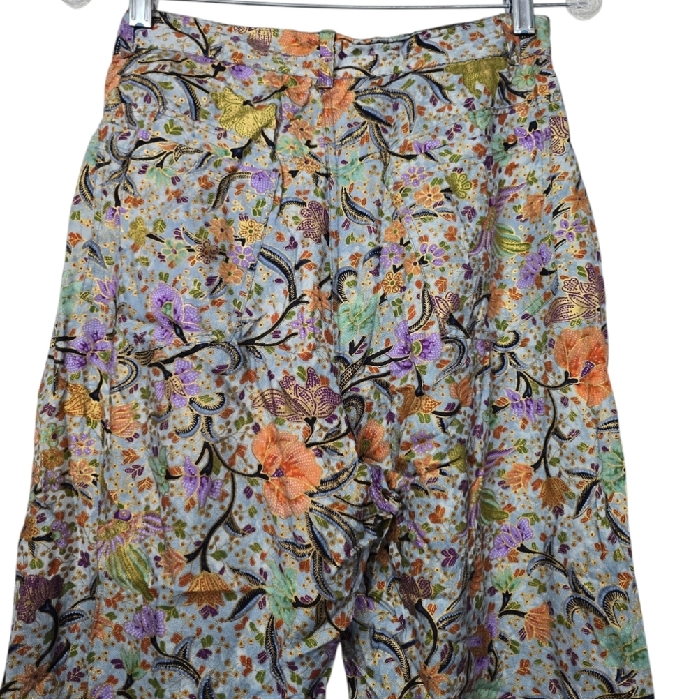 Paul Ropp Floral Multi Colored Colorful Rayon Pants M - Picture 6 of 8